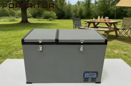 80L Double Door Double Control Refrigerator Freezer With Induction Lamp