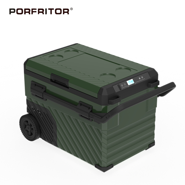 35L Single Door Dual Zones Whole Plastic 12v 24v Fridge Freezer with Wheel for Camping And Vehicle