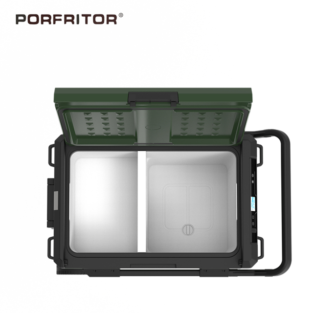 35L Single Door Dual Zones Whole Plastic 12v 24v Fridge Freezer with Wheel for Camping And Vehicle
