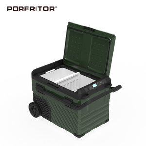 35L Single Door Dual Zones Whole Plastic 12v 24v Fridge Freezer with Wheel for Camping And Vehicle