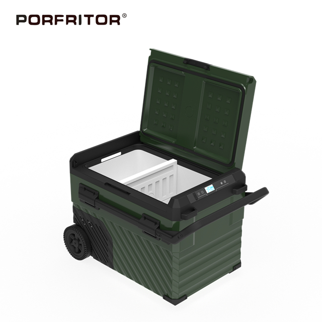 35L Single Door Dual Zones Whole Plastic 12v 24v Fridge Freezer with Wheel for Camping And Vehicle
