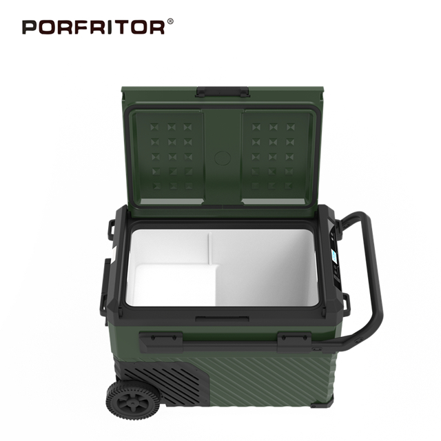 35L Single Door Dual Zones Whole Plastic 12v 24v Fridge Freezer with Wheel for Camping And Vehicle